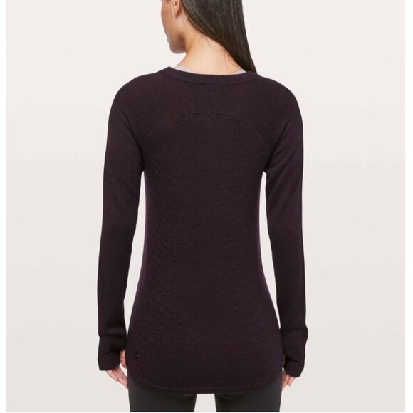 Lululemon Sit in Lotus Long Sleeve Pullover Sweater in Black Cherry 6 8 - Picture 2 of 7